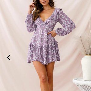 Selfie Leslie Brentwood Lace Up Babydoll Dress Lilac